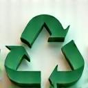 Recycling symbol designed as a modern, abstract art piece, indicating sustainable materials and eco-friendly choices.