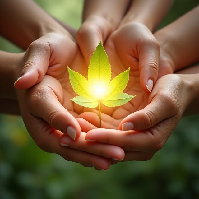 Diverse hands forming a circle, symbolizing unity and support